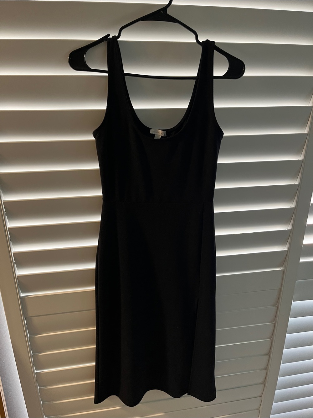 Leith Black Midi Scoop Neck Dress